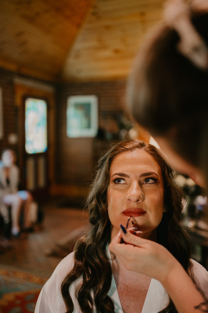 getting ready wedding in the woods pumphouse pa wedding photographer